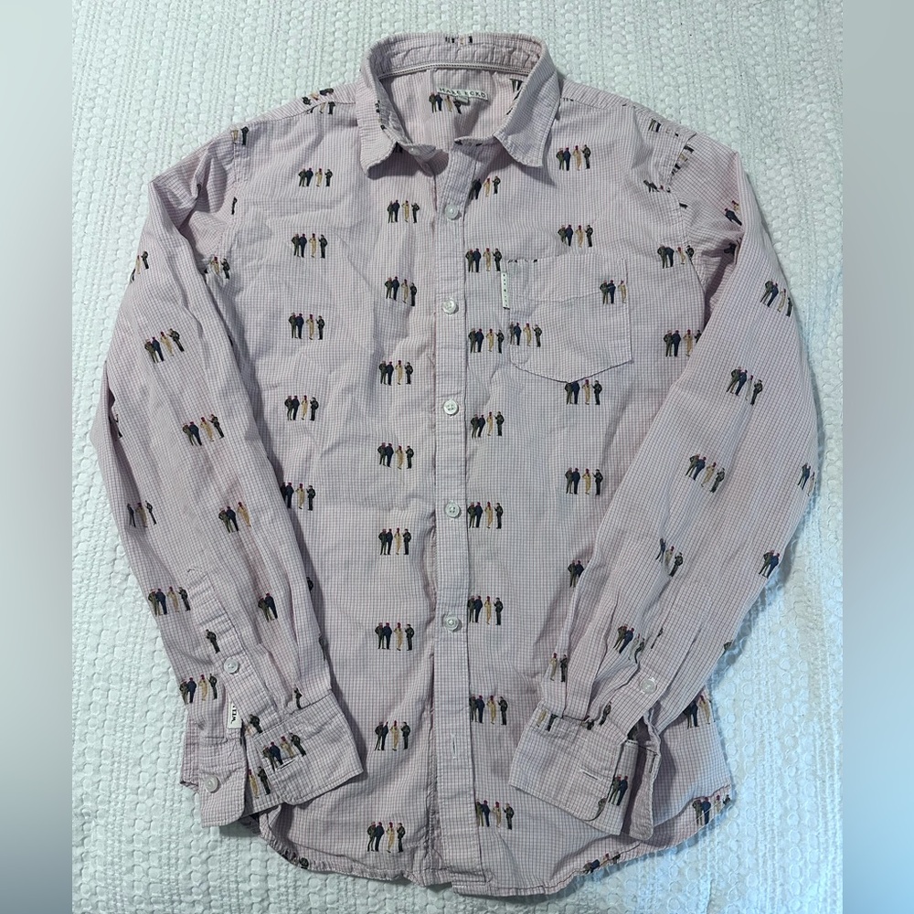 Marc Ecko 4 People Standing Patterned Button-Up Long Sleeve Shirt
